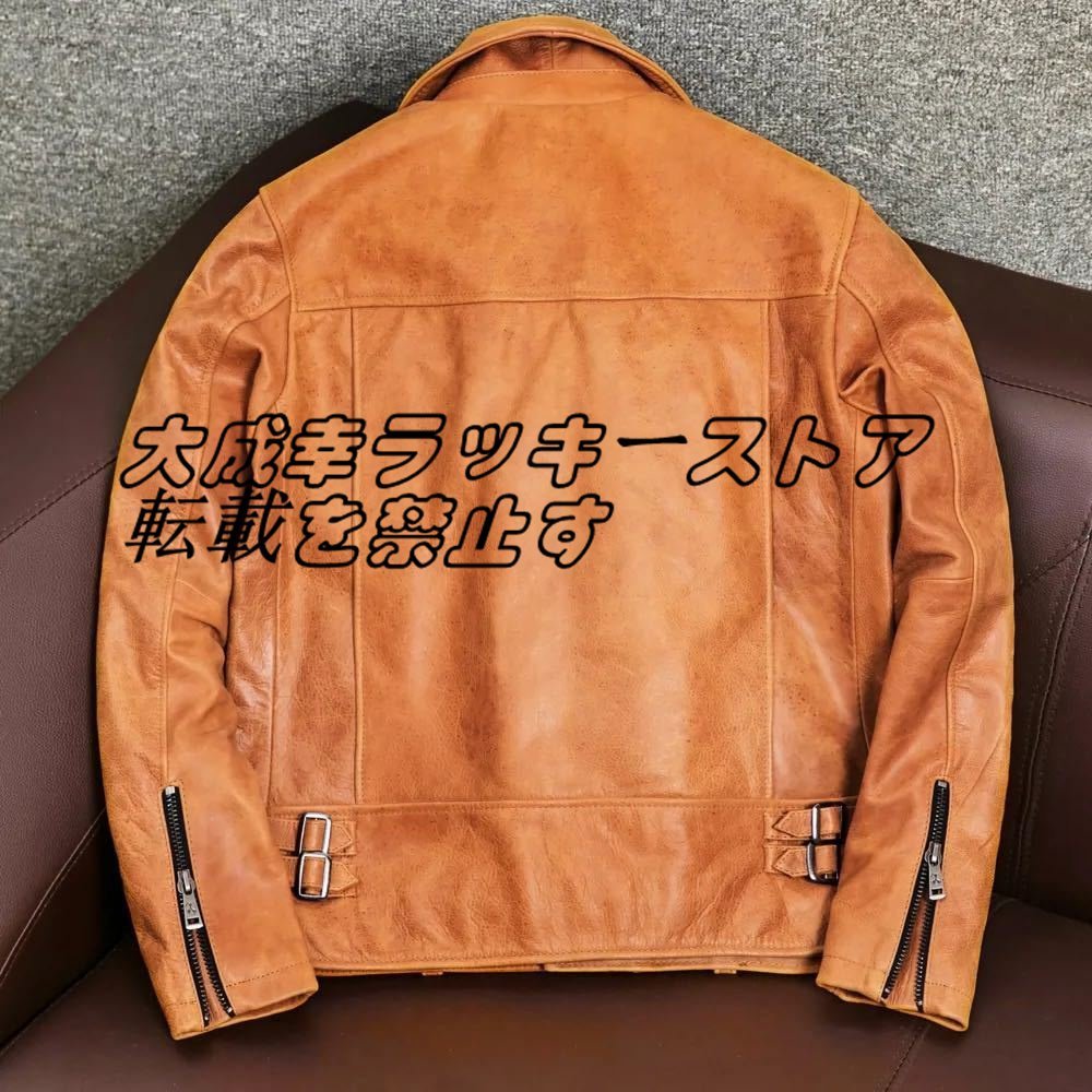 ●特売 カウハイド 牛革 レザージャケット ライダース バイクレザー 本革 メンズファッション アメカジ 革ジャン ジャンパー S～4XL z722_画像2