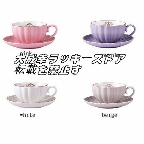 カップセット コーヒーカップセット カップ＆ソーサー6客セット 陶磁器 ゴージャス ティーパーティー用フルセット ラック付き z1106_画像2