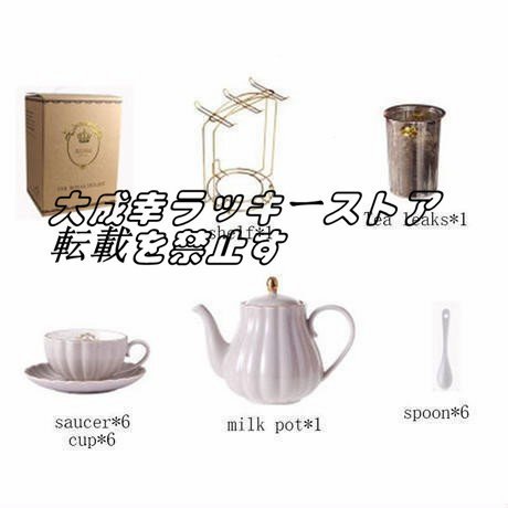 カップセット コーヒーカップセット カップ＆ソーサー6客セット 陶磁器 ゴージャス ティーパーティー用フルセット ラック付き z1106_画像9