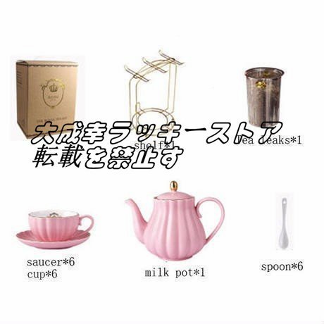 カップセット コーヒーカップセット カップ＆ソーサー6客セット 陶磁器 ゴージャス ティーパーティー用フルセット ラック付き z1106_画像8