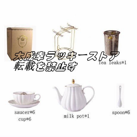 カップセット コーヒーカップセット カップ＆ソーサー6客セット 陶磁器 ゴージャス ティーパーティー用フルセット ラック付き z1106_画像7