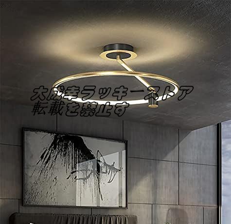 人気美品★LED ゴールドラウンドリング 50CM シーリングライト、調光可能なリモコン寝室の天井照明器具 z1026_画像5