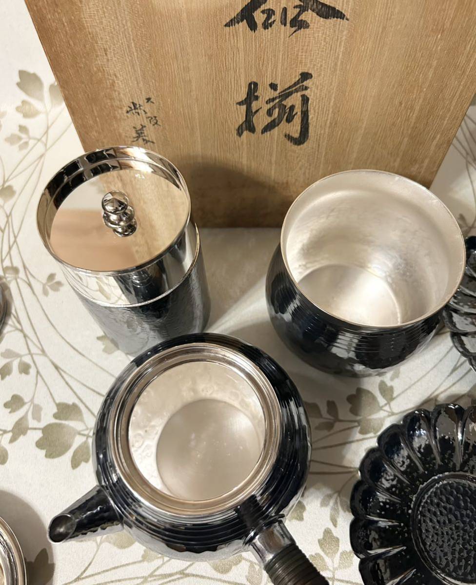 尚美堂 茶器揃 いぶし銀 急須 茶筒 茶こぼし 茶托の画像7