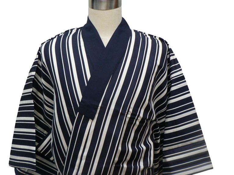  man long kimono-like garment,L size, tailoring on . goods,[ kabuki ]No,09 * white × indigo * postage service . we deliver.