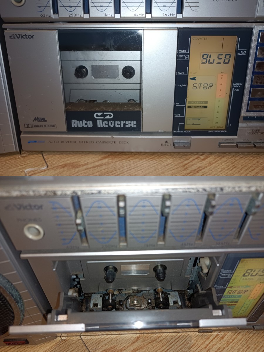 nn0202 166 Victor ビクター ポータブルコンポーネントシステム PC-55 中古 現状品 ジャンク ラジカセ AM/FM オーディオ 昭和レトロ_画像3