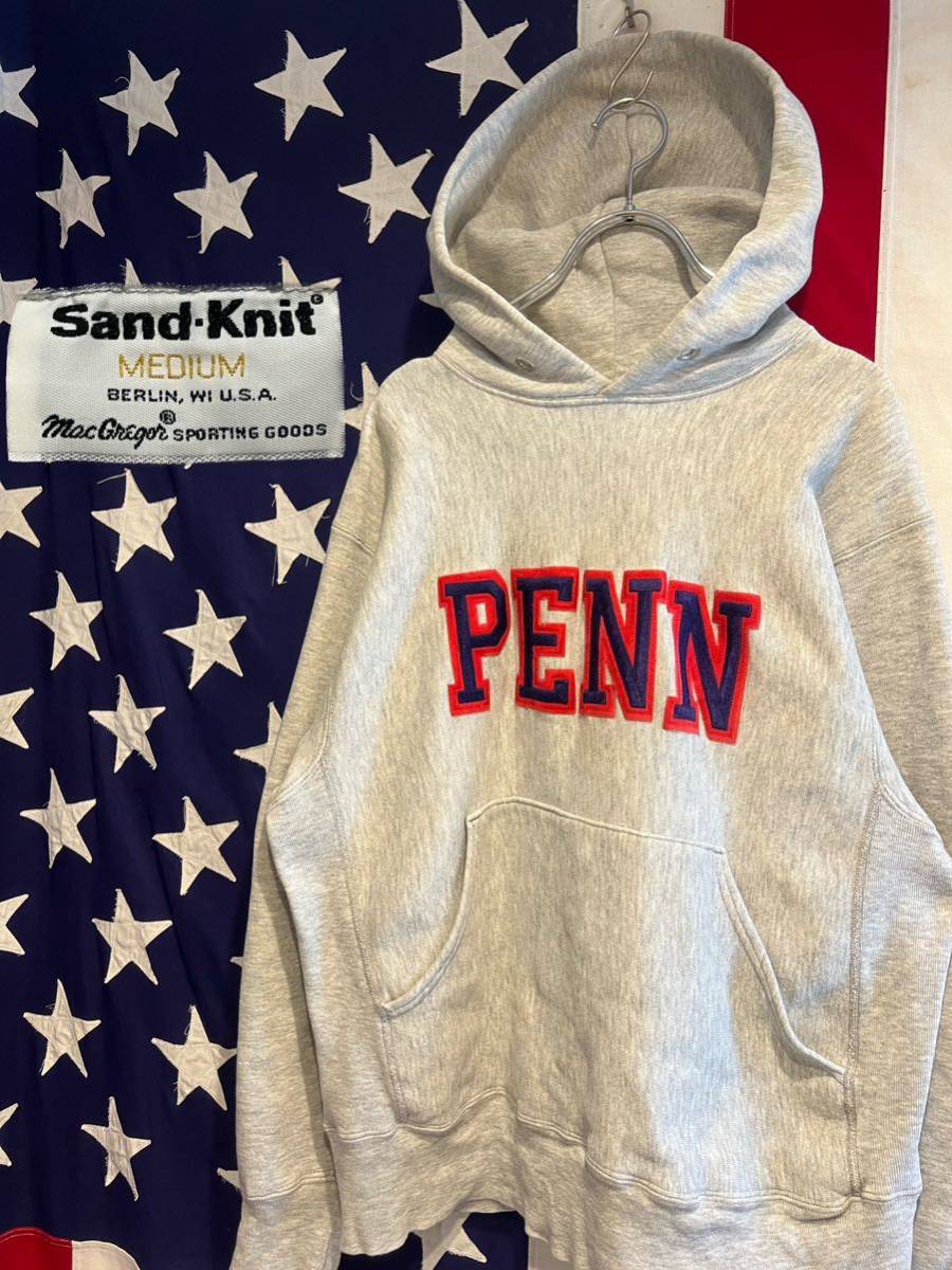 ★Sand-Knit★Mac Gregor★90s★USA製★リバースウィーブ型★スウェットパーカー★カレッジ★PENN★プルオーバー★Mサイズ★ヴィンテージ★_画像1