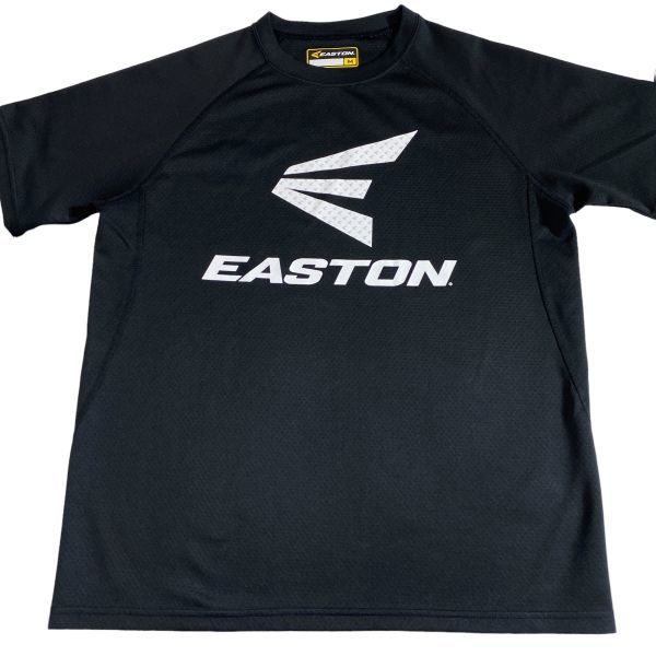 イーストン EASTON メンズ Mサイズ 野球ウェア テキストプリント 半袖Tシャツ 黒 ブラック ビックロゴ ベースボールシャツの画像4
