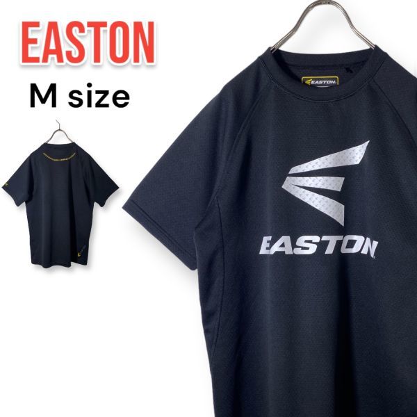 イーストン EASTON メンズ Mサイズ 野球ウェア テキストプリント 半袖Tシャツ 黒 ブラック ビックロゴ ベースボールシャツの画像1