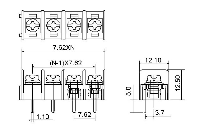 3ピン ネジ式ターミナルブロック ネジ端子 20A 300V 5個セット_画像2