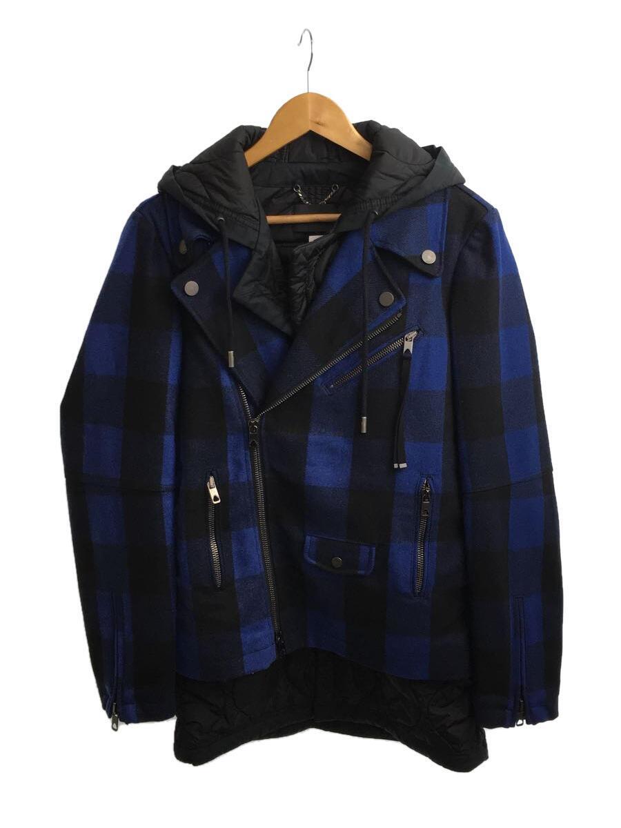 DIESEL BLACKGOLD◆コート/46/ウール/BLU/チェック/JETHRON