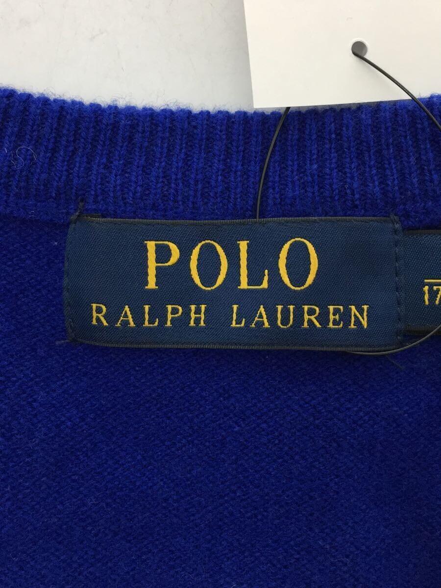 POLO RALPH LAUREN◆セーター(薄手)/S/ウール/BLU/無地_画像3