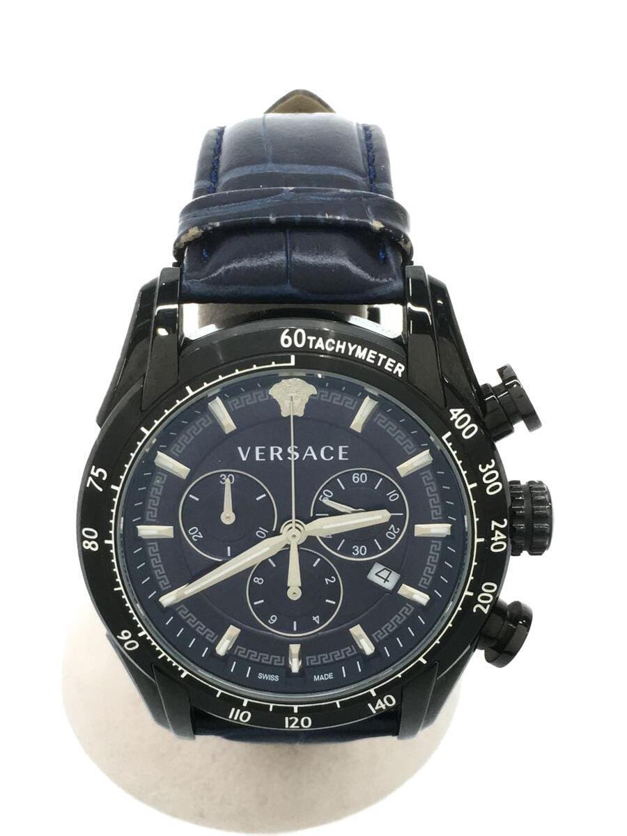 【訳あり】 VERSACE◆クォーツ腕時計/アナログ/レザー/BLK/BRW/VEDB その他 【訳あり】 VERSACE◆クォーツ腕時計/アナログ/レザー/BLK/BRW/VEDB その他