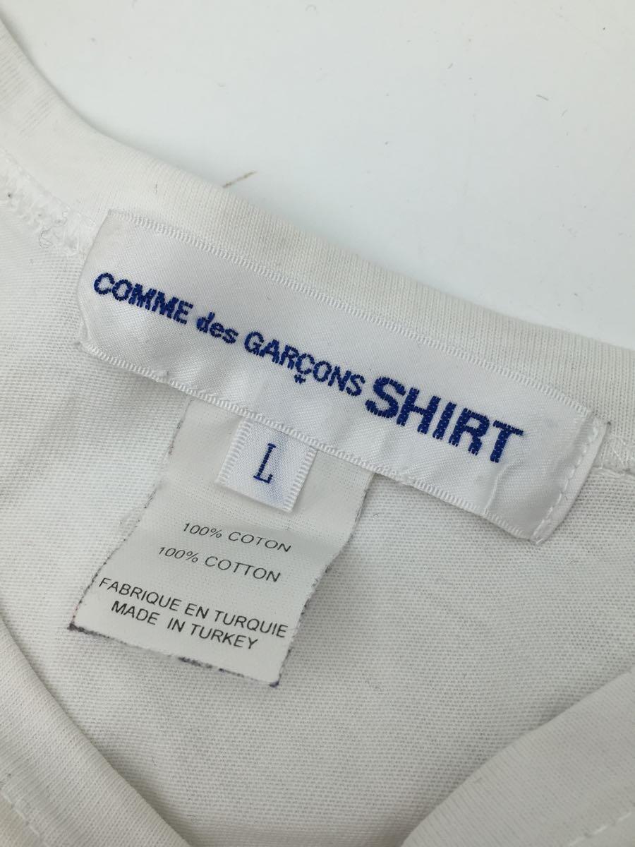COMME des GARCONS SHIRT◆コムデギャルソンシャツ/クルーネックTシャツ/Lサイズ/コットン/ホワイト/無地/CDGT2PL_画像3