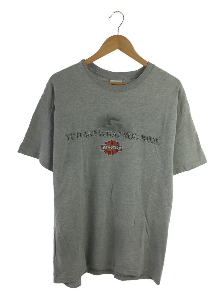 HARLEY DAVIDSON◆USA製/00s/Tシャツ/L/コットン/GRY/汚れ有_画像1