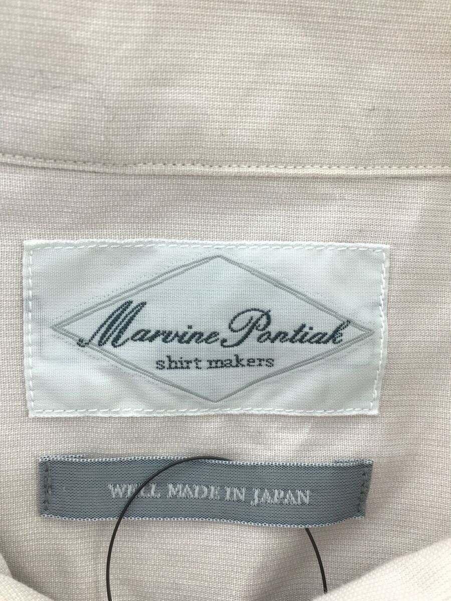 Marvine Pontiak shirts makers◆Open Collar SH/長袖シャツ/ONE/コットン/ベージュ/MPSM-1903S/ストライプ/_画像3