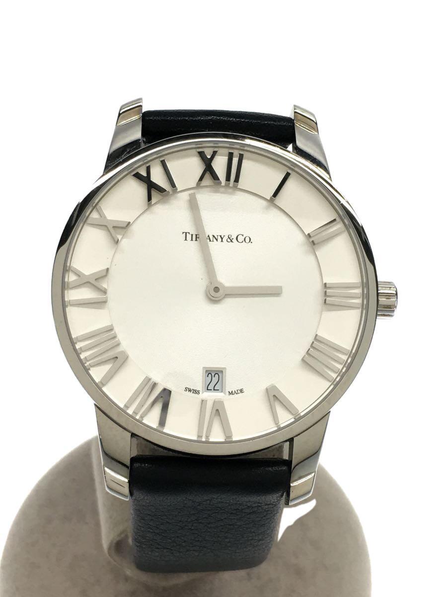 保障できる TIFFANY&Co.◇クォーツ腕時計/アナログ/レザー/WHT/BLK メンズ腕時計 その他