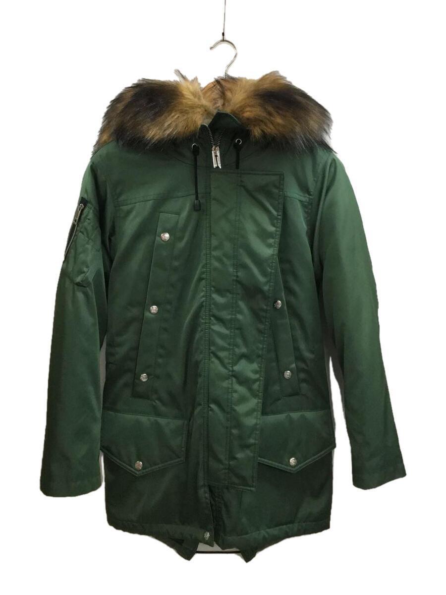 BURBERRY* Mod's Coat / with a hood . Parker / boa liner attaching /XXS/ nylon / green 