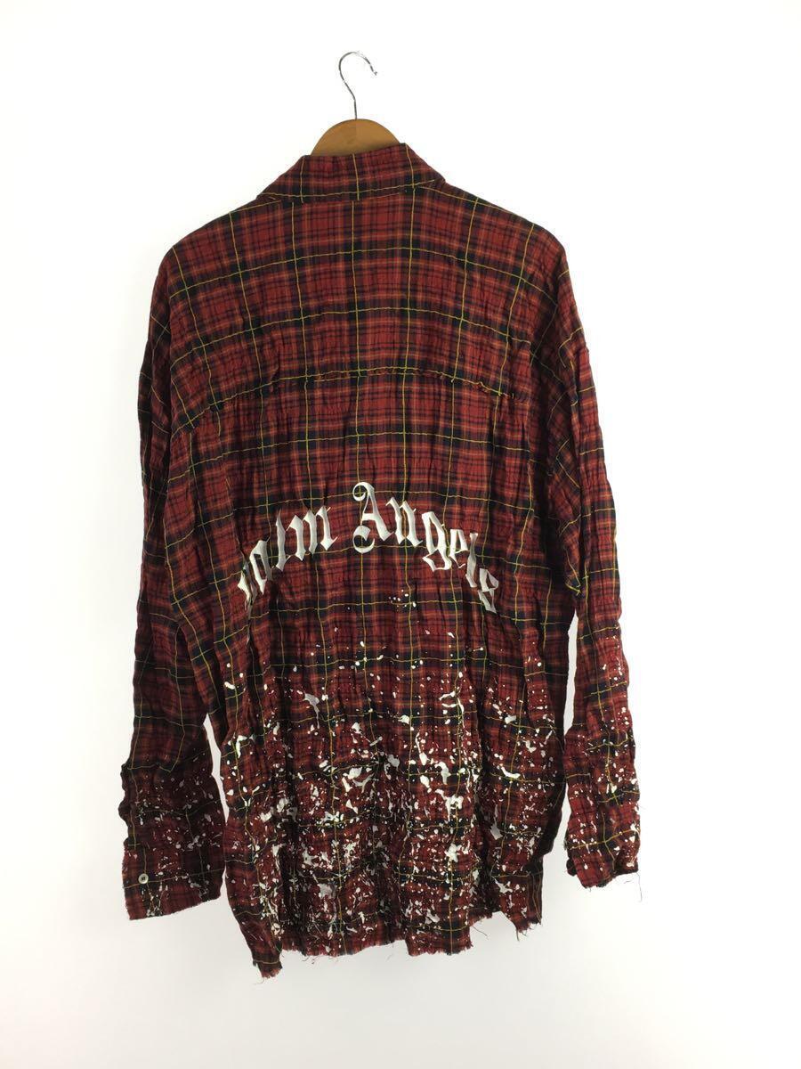 Palm Angels◆20AW/ROUND LOGO SHIRT/50/コットン/RED/チェック/PMGA079F20FAB001_画像2