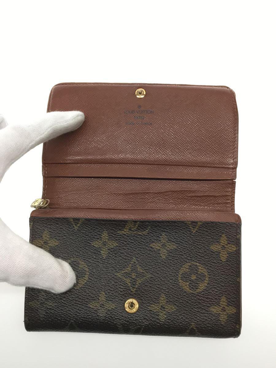 LOUIS VUITTON◆ポルト・モネ・ビエ・トレゾール_モノグラム・キャンバス_BRW/PVC/BRW/レディース_画像4