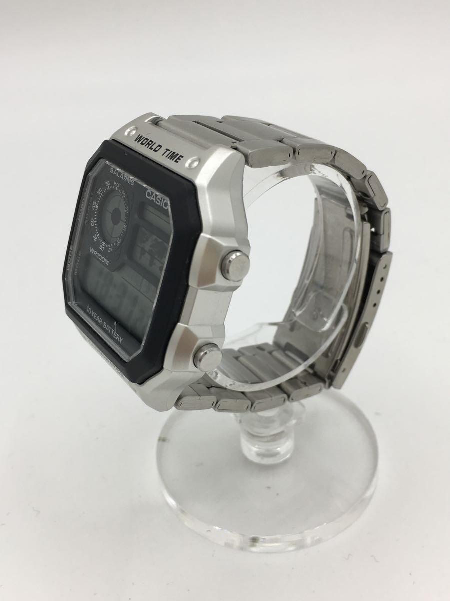 CASIO◆クォーツ腕時計/デジタル/-/GRY/SLV/AE-1200WH_画像2