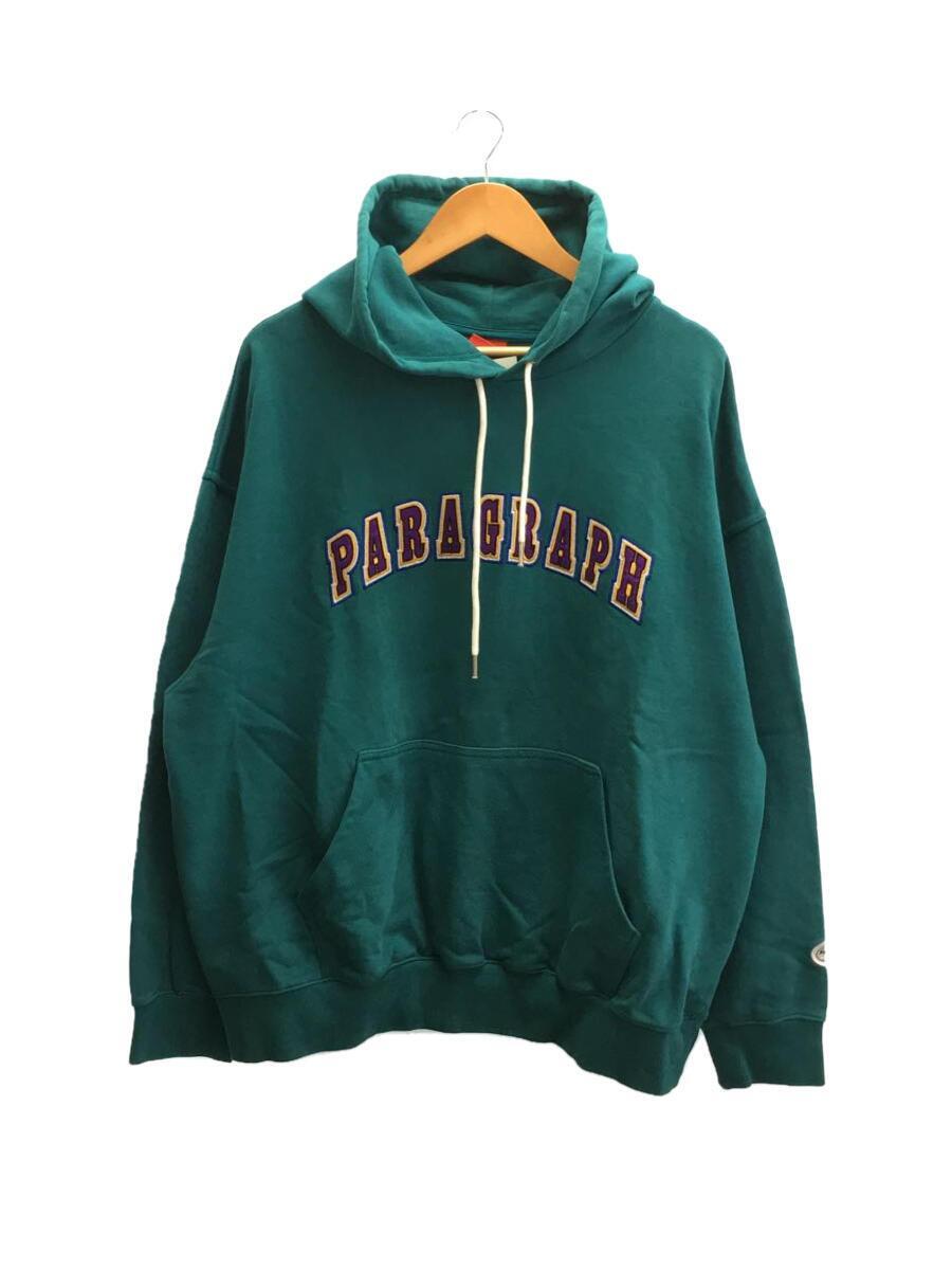 Paragraph◆back tag embroidery logo hoodie/パーカー/FREE/コットン/グリーン_画像1