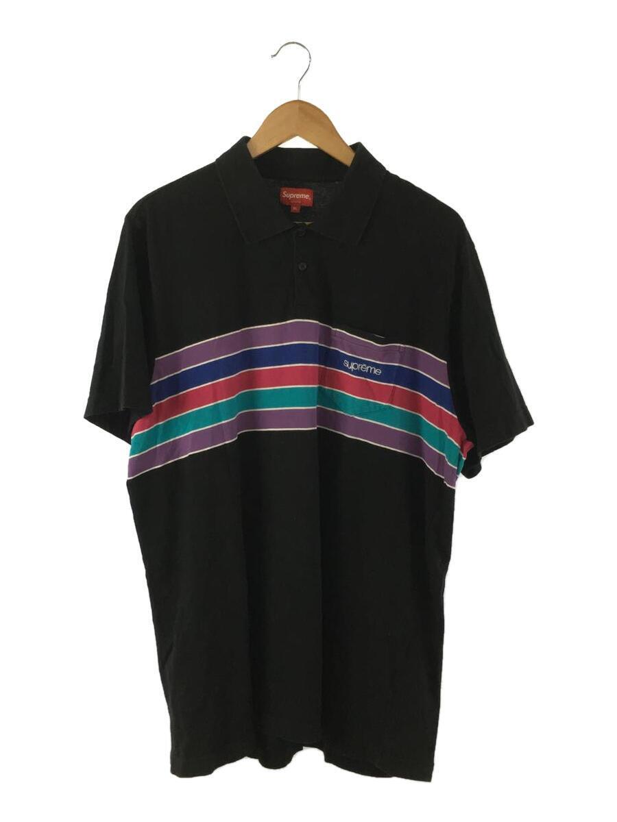 Supreme◆18SS/Chest Stripes Polo/ポロシャツ/XL/-/BLK