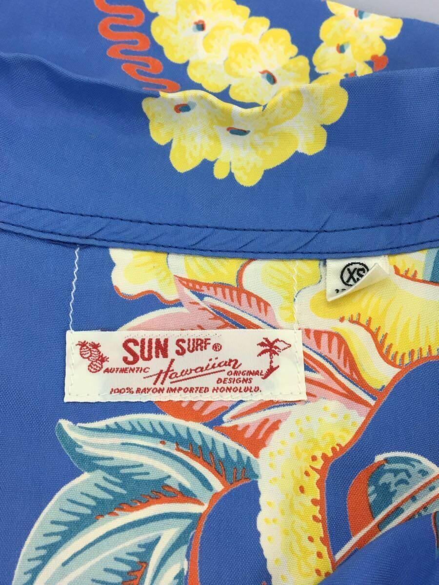 SUN SURF◆アロハシャツ/XS/レーヨン/BLU/M32858_画像3