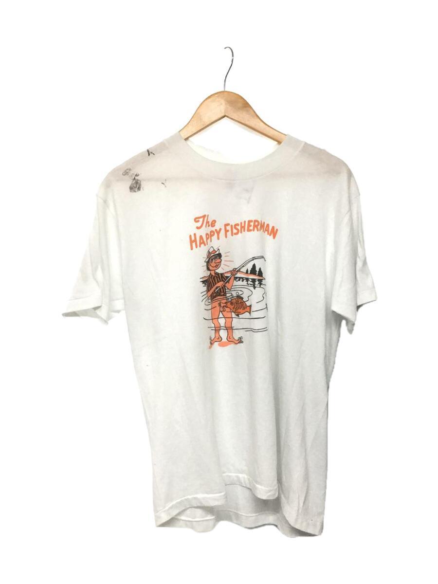 80s-90s ONEITA 後期銀タグ The HAPPY FISHERMAN Tシャツ XL WHT