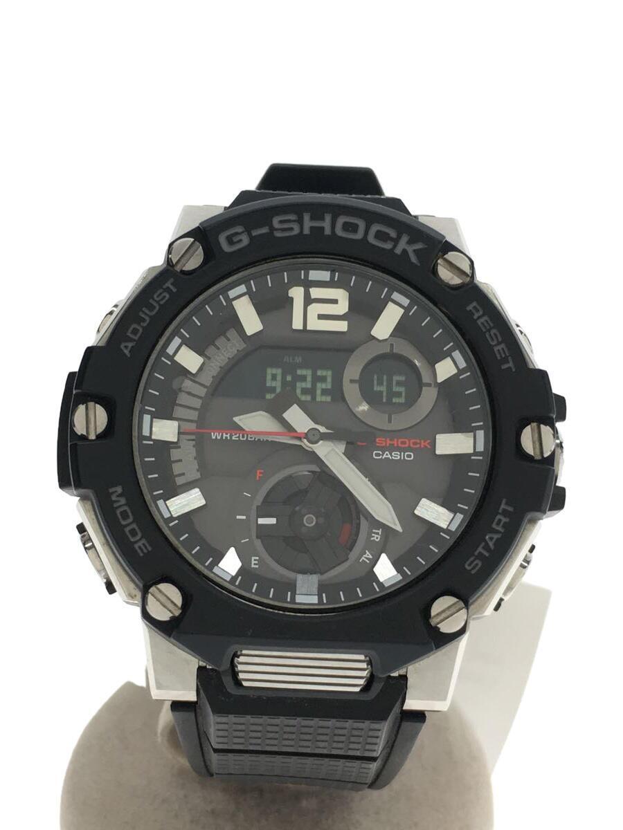 CASIO◇ソーラー腕時計_G-SHOCK/デジアナ/ラバー/GRY/BLK-