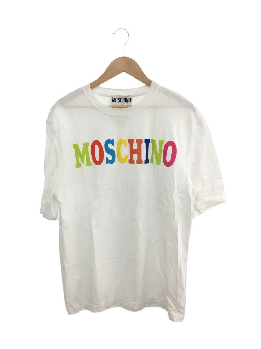 MOSCHINO◆Tシャツ/-/コットン/WHT/無地/マルチカラーロゴ