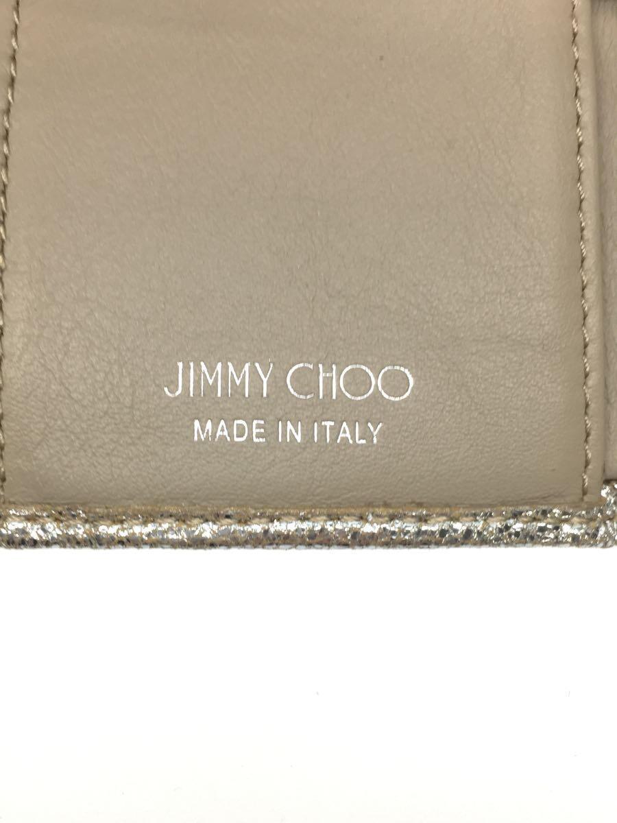 JIMMY CHOO◆ミニ/ウォレット/スタッズ/USED加工/財布/レザー/SLV/レディース_画像3