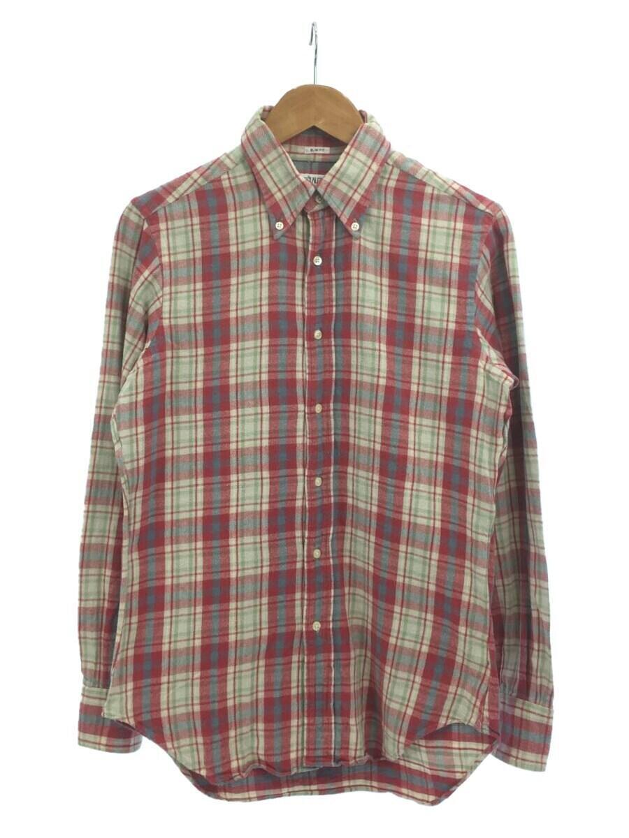 individualized shirts◆アメリカ製/SLIM FIT/ボタンダウン/長袖シャツ/コットン/RED/チェック_画像1