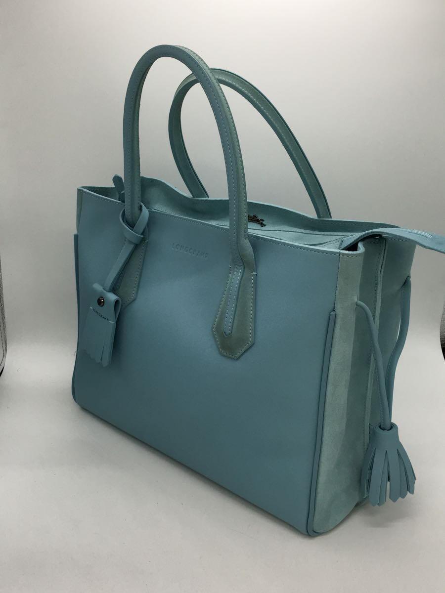 LONGCHAMP◆トートバッグ/レザー/BLU_画像2