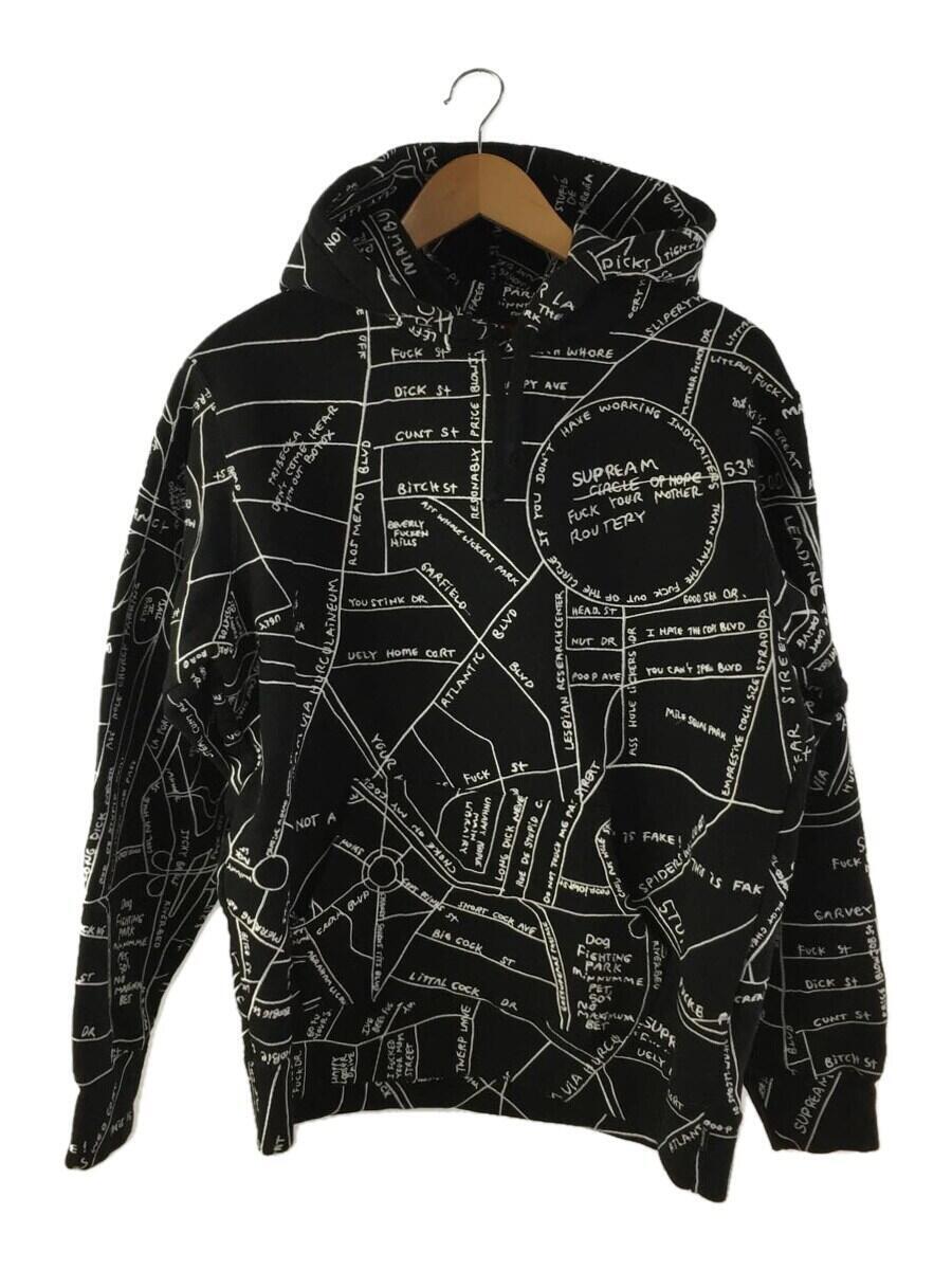 Supreme◆19SS/Gonz Embroidered Map Hooded weatshirtパーカー/M/コットン/ブラック