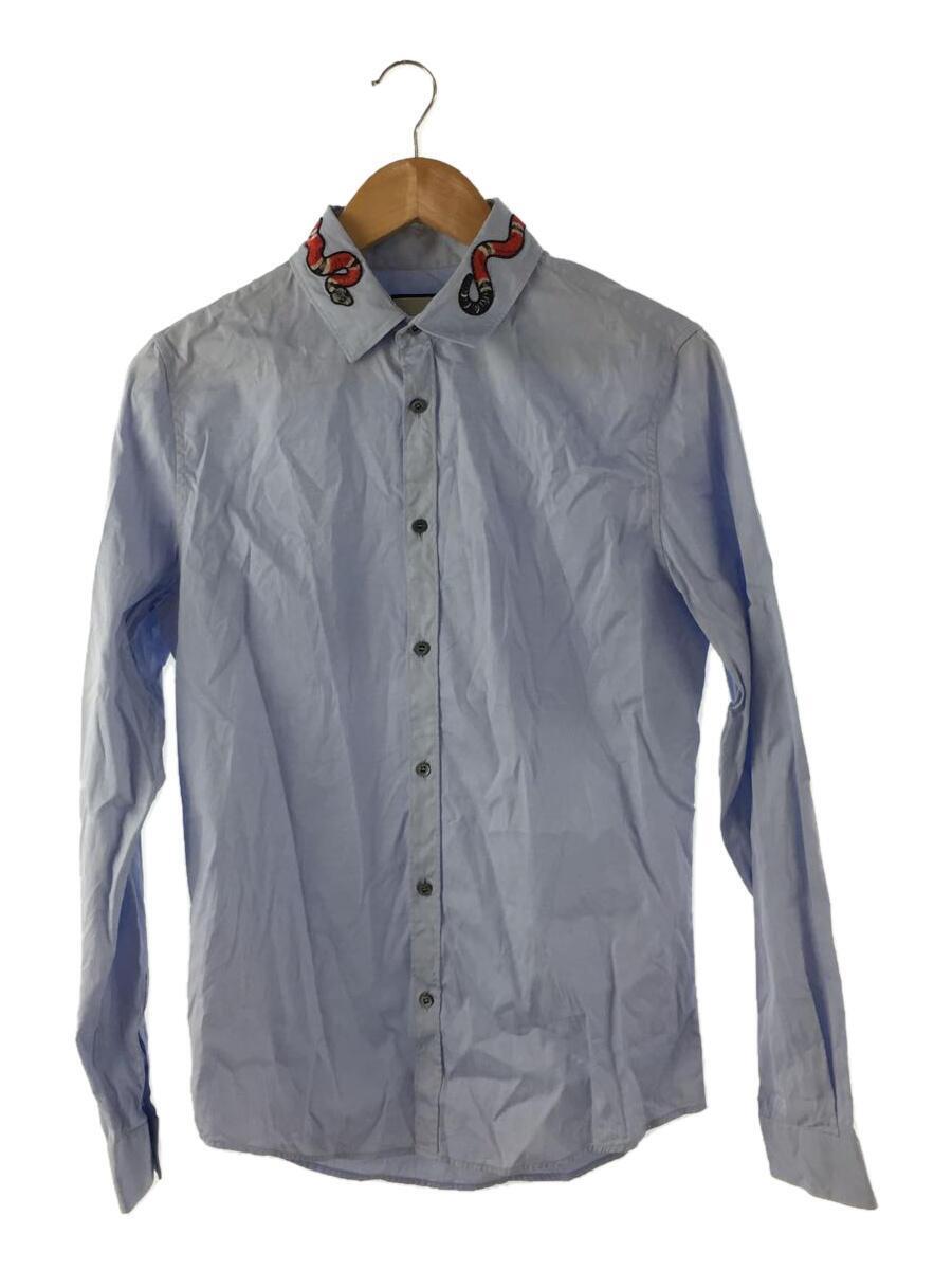 高評価なギフト GUCCI◇長袖シャツ/38/コットン/BLU/433550/スネーク