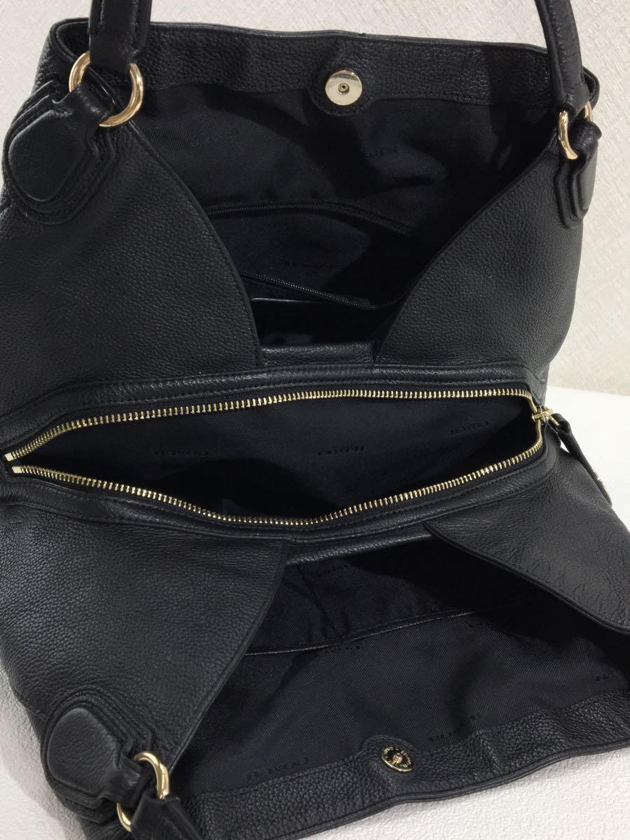 COACH◆ハンドバッグ_ペブルド_オールレザー/レザー/BLK_画像6