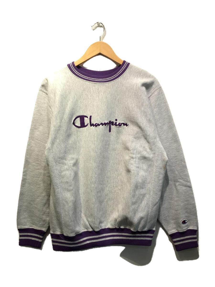 Champion◆90s/REVERSE WEAVE/USA製/スウェット/刺繍/L/コットン/GRY_画像1