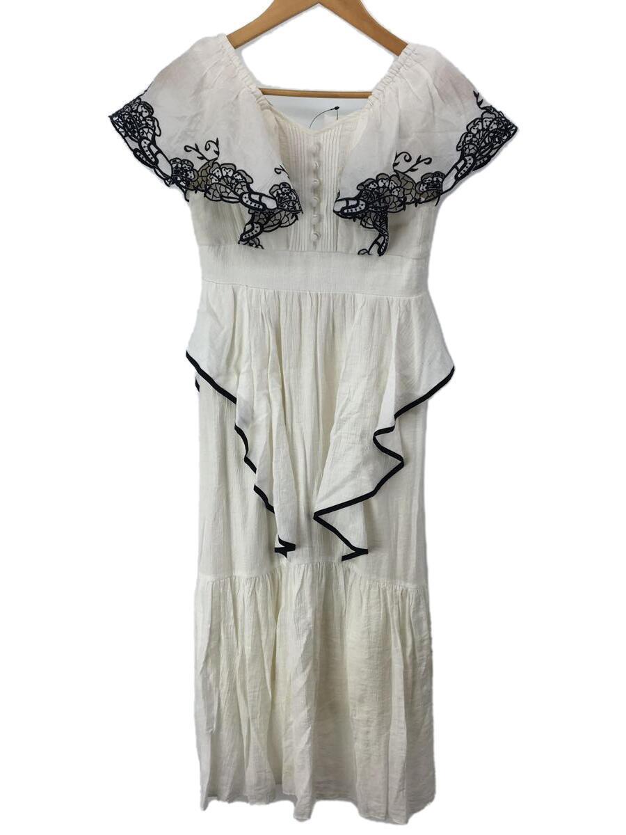 Her lip to◆Cutwork Embroidery Angel Sleeve Dress/S/レーヨン/WHT/1222305135