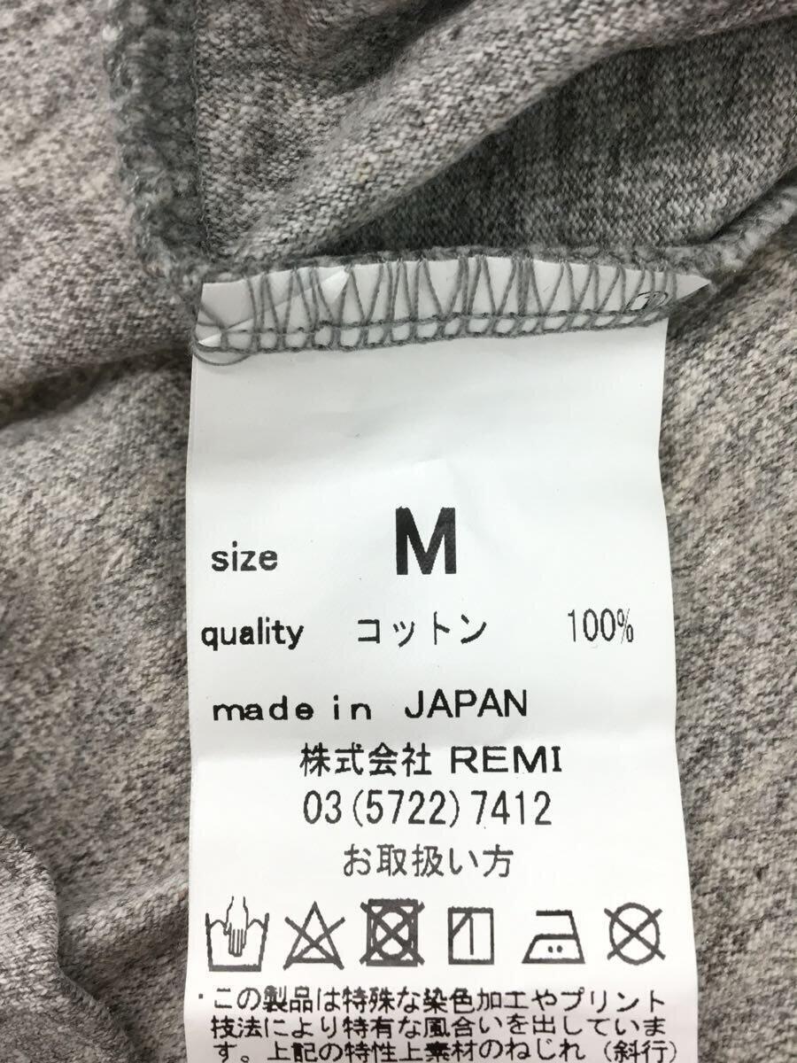REMI RELIEF◆Tシャツ/M/コットン/GRY/無地/レミレリーフ_画像4