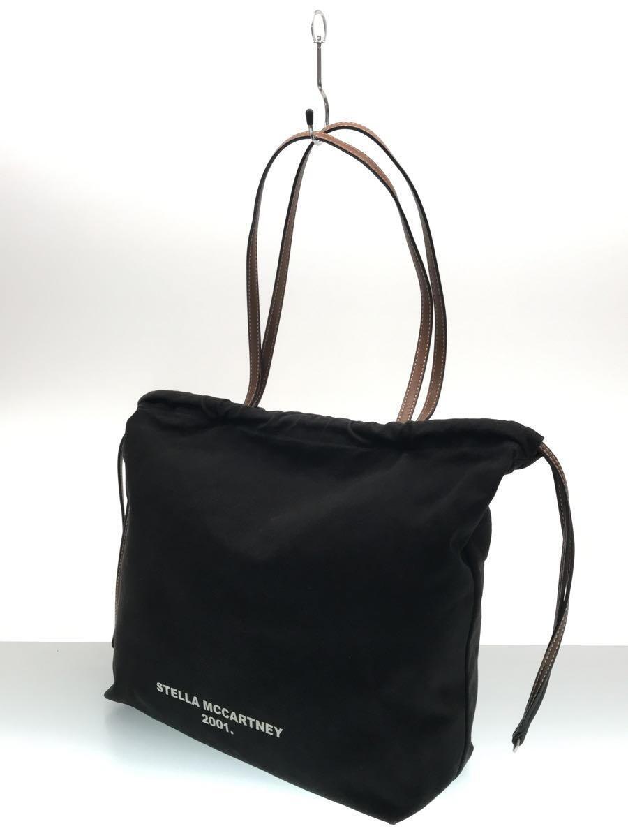 STELLAMcCARTNEY◆シティ/巾着トート/トートバッグ/キャンバス/BLK/W8527/角スレ有_画像2