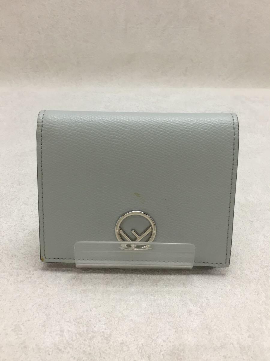 人気を誇る FENDI◇2つ折り財布/レザー/GRY/無地/レディース/05647525