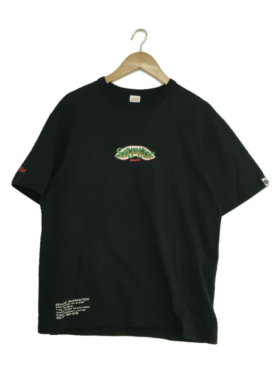 A Elegantes SAPEur◆Shark Mouth S/S Tee/Tシャツ/M/コットン/BLK/プリント