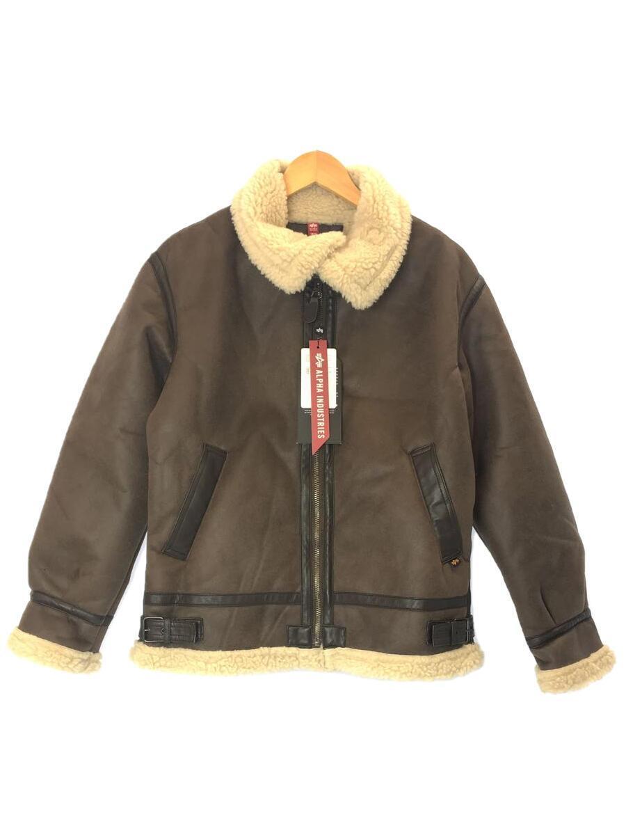 ALPHA INDUSTRIES◆B-3 フェイクムートンフライトジャケット/L/フェイクレザー/BRW/TA1469-068_画像1