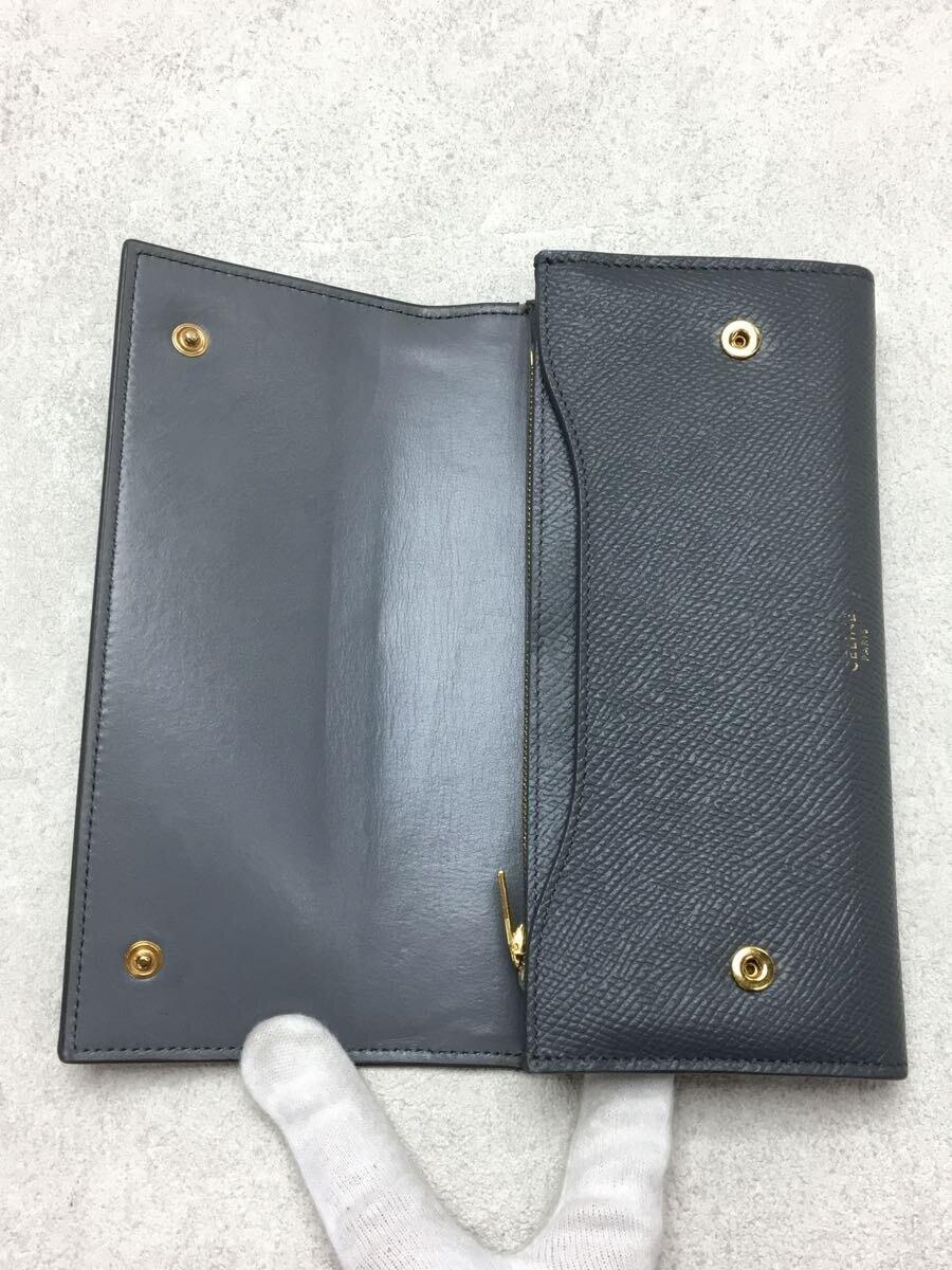 CELINE◆長財布/レザー/GRY/レディース_画像4