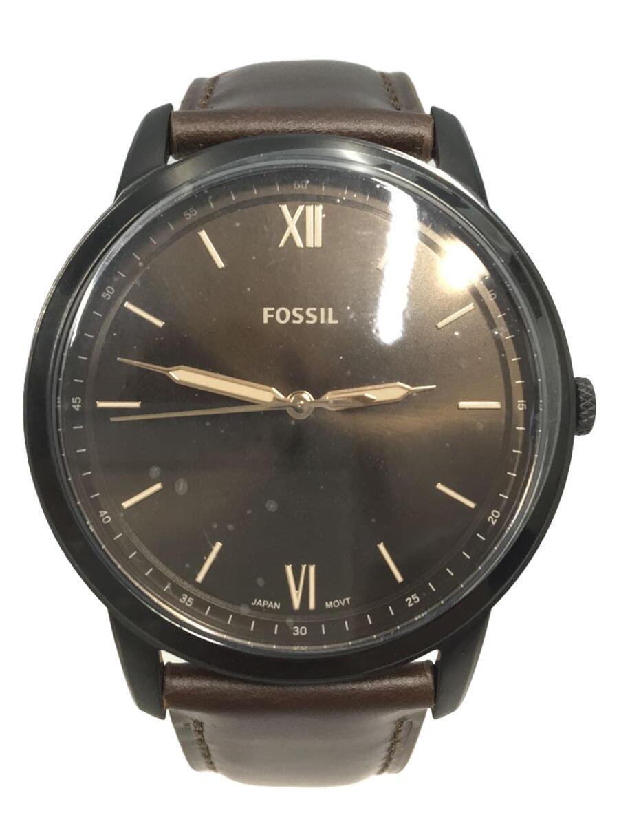 FOSSIL◆クォーツ腕時計/アナログ/レザー/BRW/FS5557SET