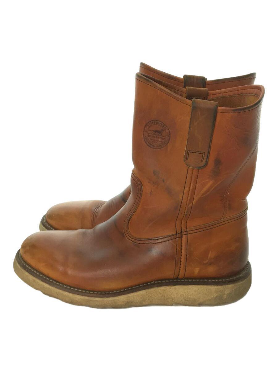 新しい到着 RED WING◇ペコスブーツ/US7/BRW/レザー/866/緑犬タグ/USA