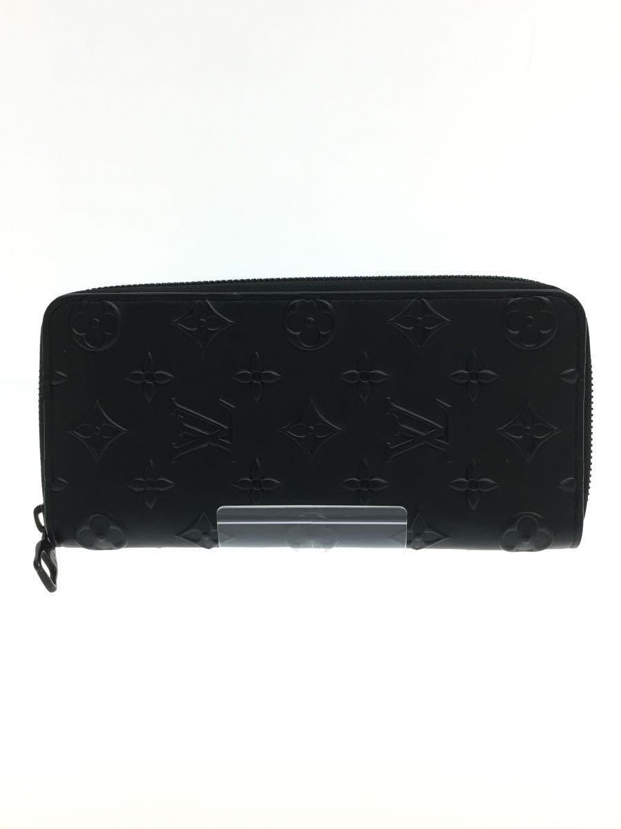 LOUIS VUITTON◆長財布/レザー/BLK/メンズ/M80505/モノグラムシールジッピーウォレット/※角スレ_画像1