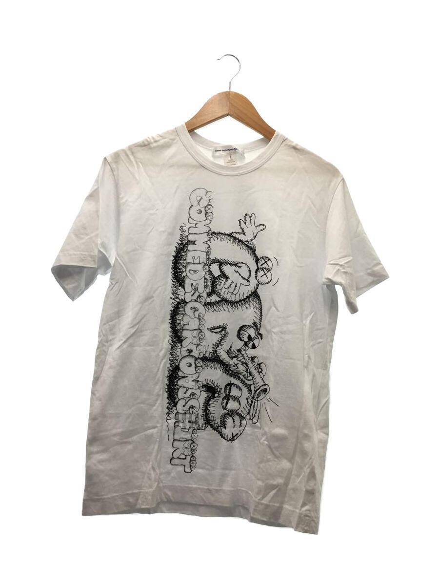 COMME des GARCONS SHIRT◆コムデギャルソンシャツ/Tシャツ/L/コットン/ホワイト/FH-T007/× KAWS T-shirt/21AW