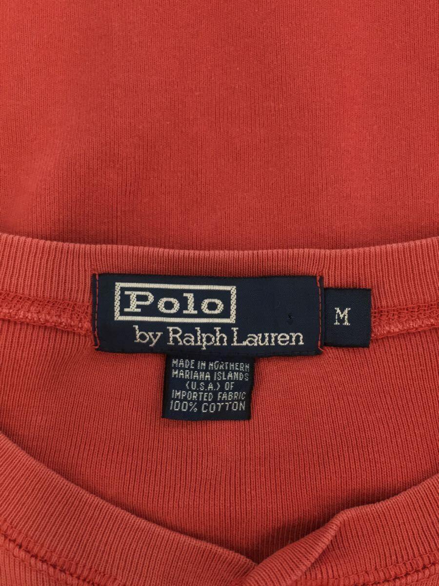 POLO RALPH LAUREN◆ヘンリーネック/長袖Tシャツ/5/コットン/RED/無地_画像3