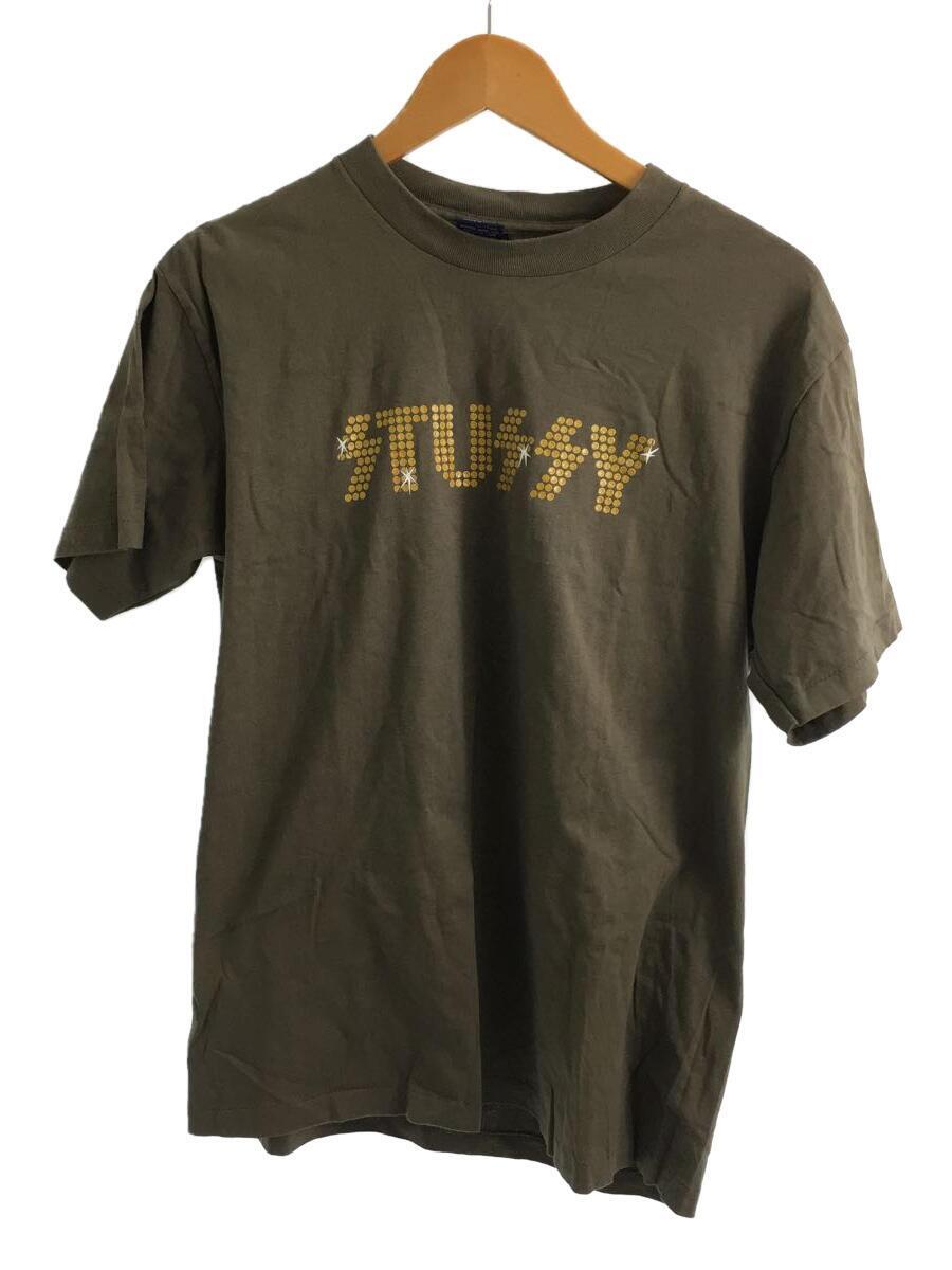 STUSSY◆Tシャツ/M/コットン/KHK/紺タグ/MADE IN U.S.A._画像1